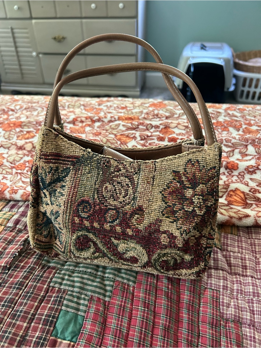 Vintage Fossil Tapestry Handbag